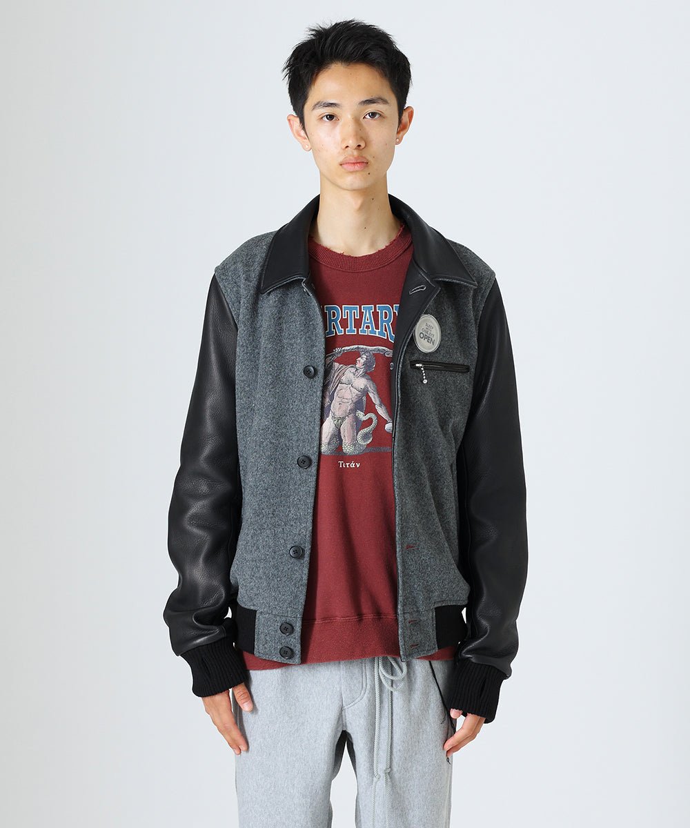 Varsity jacket - GRAY×BLACK - DIET BUTCHER