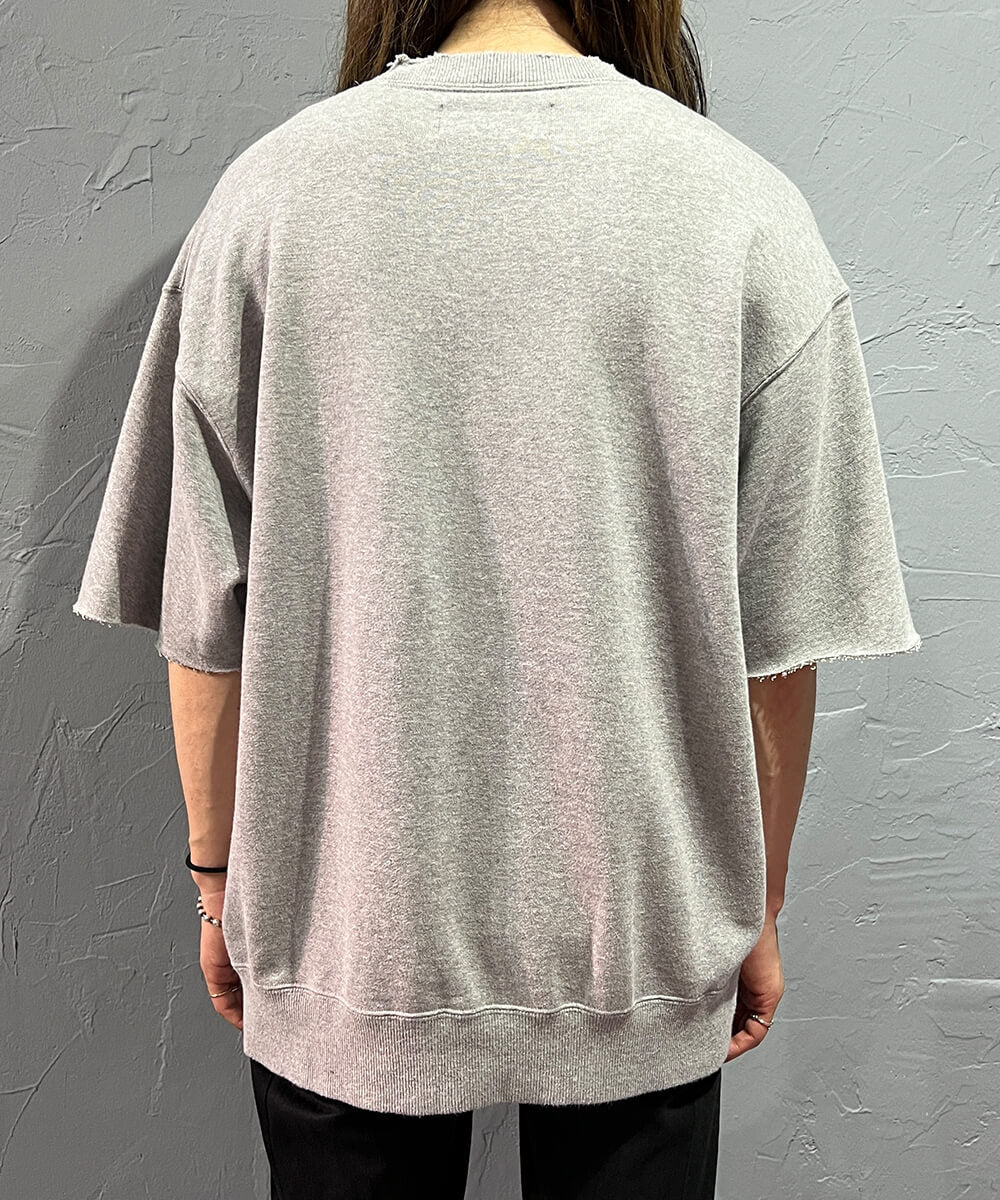 Vintage crew neck half sleeve sweat (TITAN) - HEATHER GRAY - DIET BUTCHER