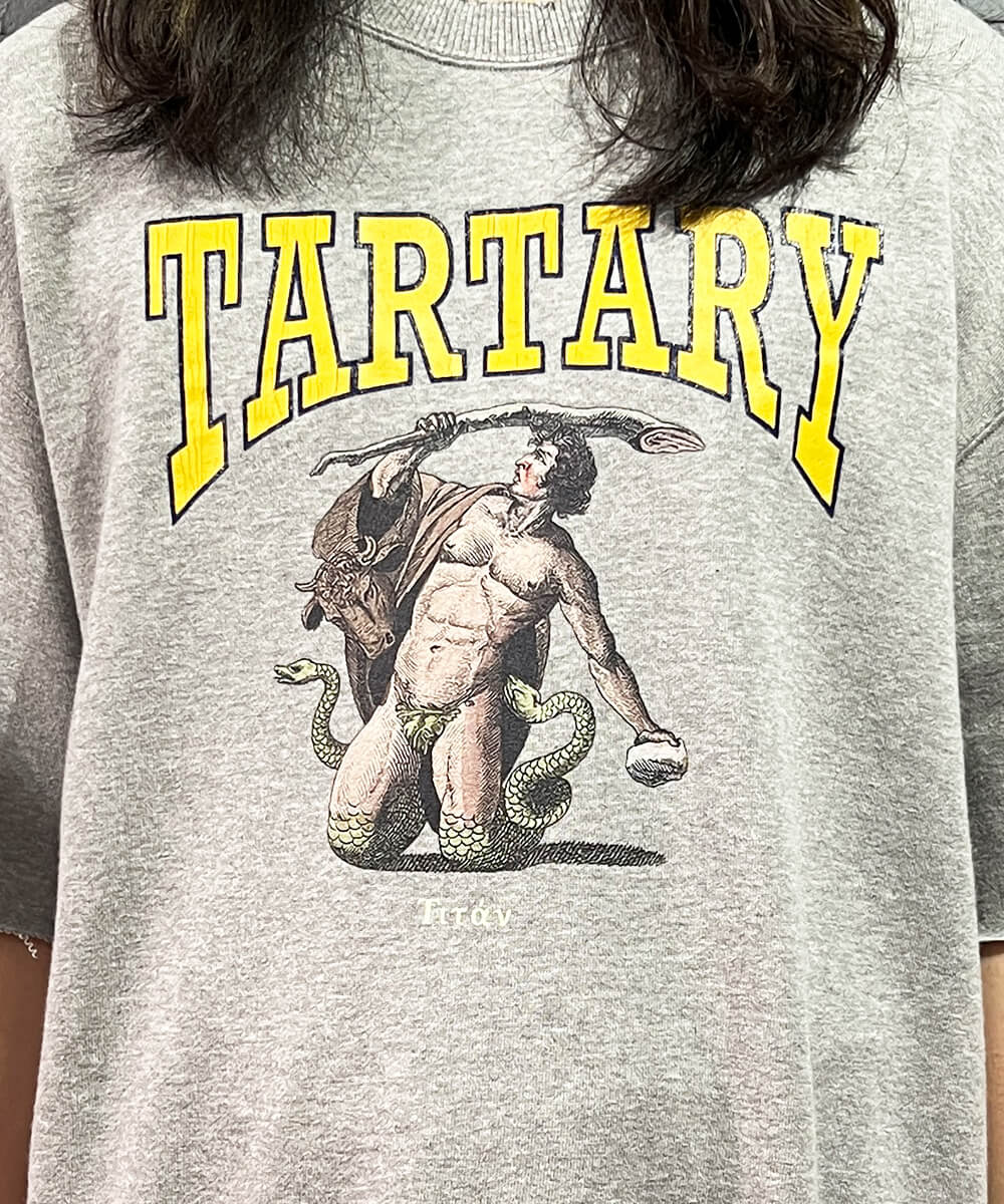 Vintage crew neck half sleeve sweat (TITAN) - HEATHER GRAY - DIET BUTCHER