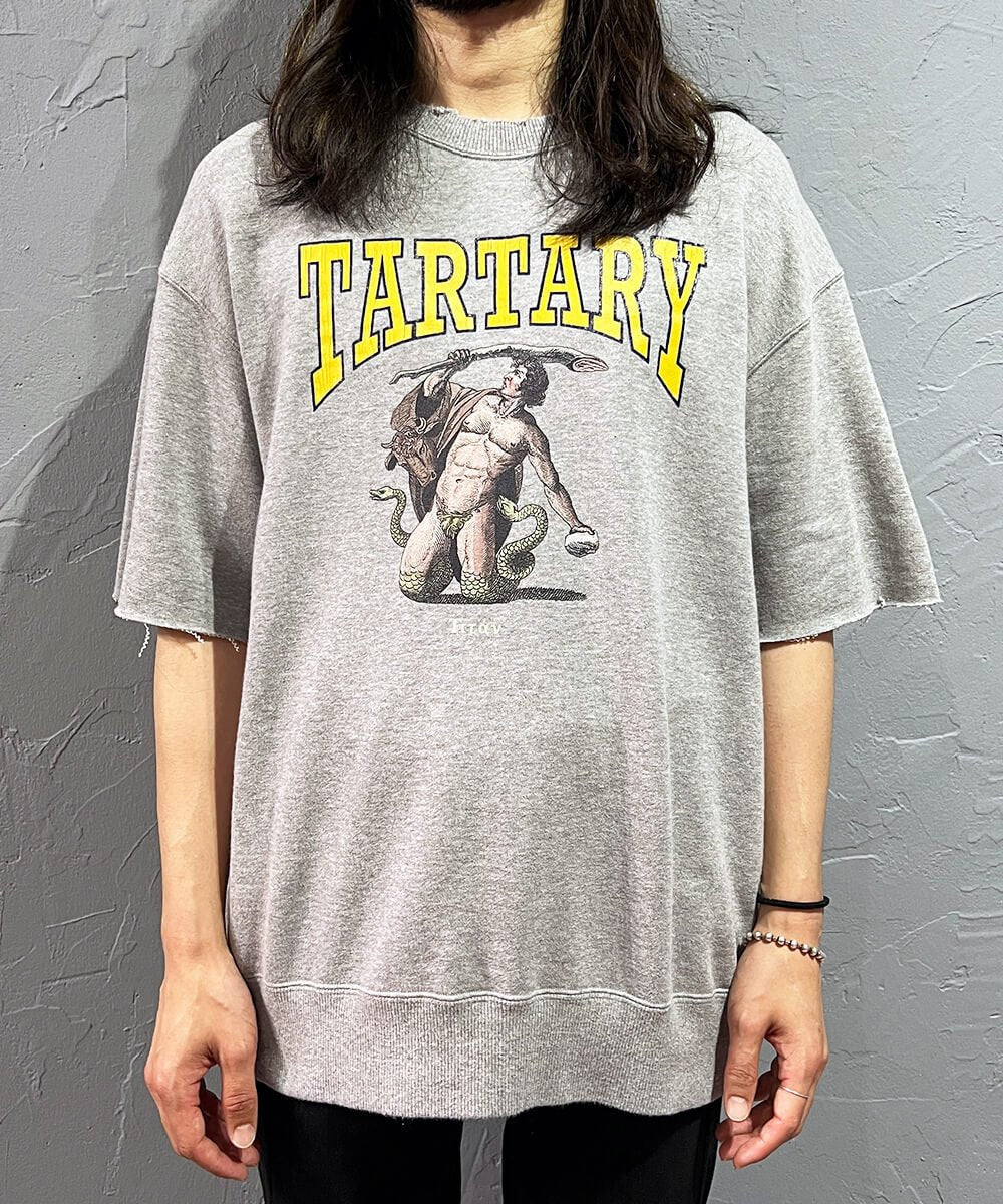 Vintage crew neck half sleeve sweat (TITAN) - HEATHER GRAY - DIET BUTCHER